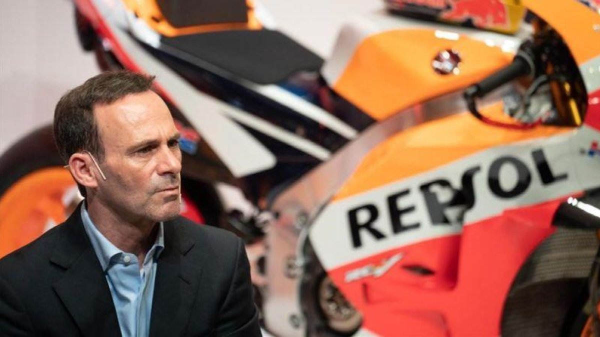 Alberto Puig, responsable deportivo de Honda, en la presentación del equipo en Madrid.-ALEJANDRO CERESUELA