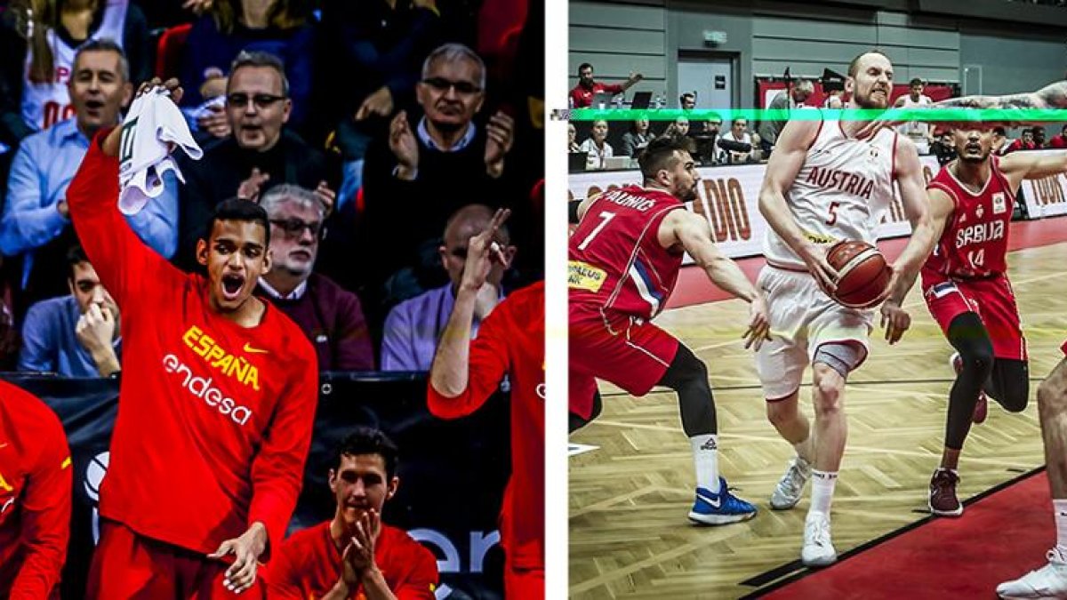 Sebas Saiz y Schreiner, durante los últimos partidos con sus selecciones.-FIBA