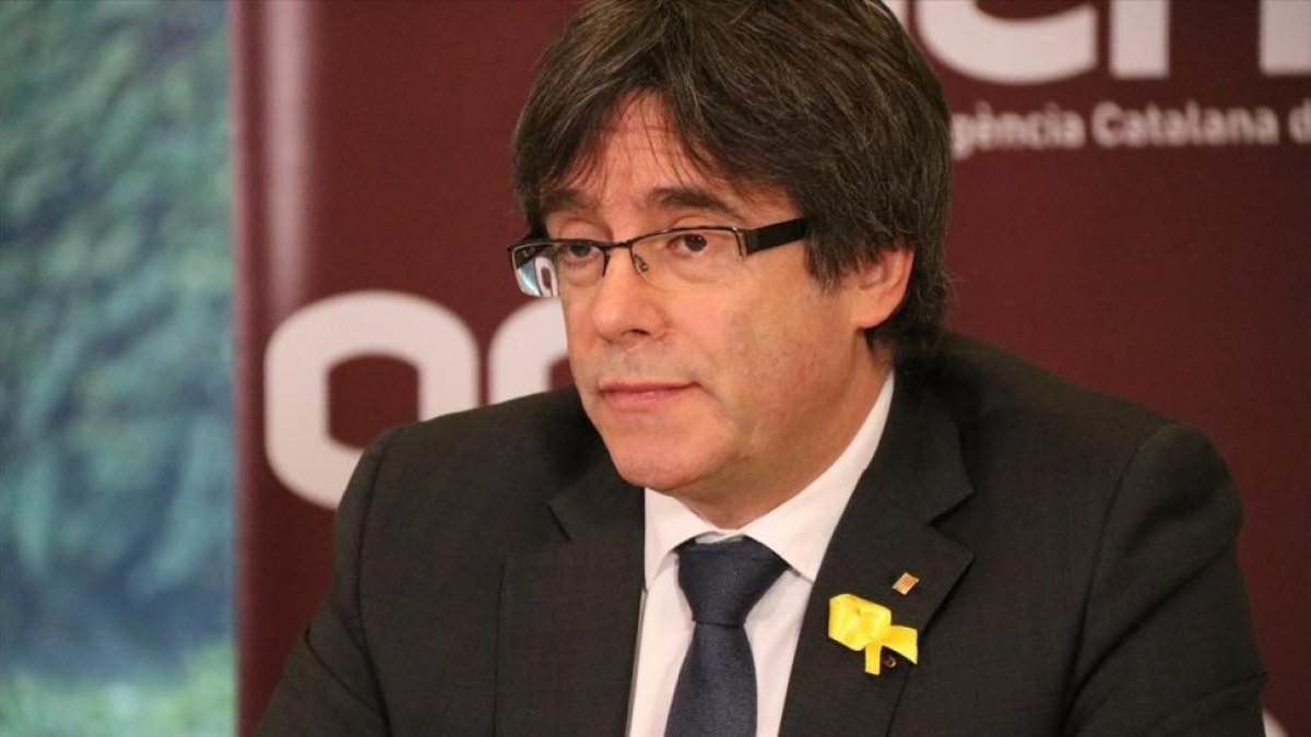 Puigdemont, en una rueda de prensa por videoconferencia desde Bruselas.-ACN