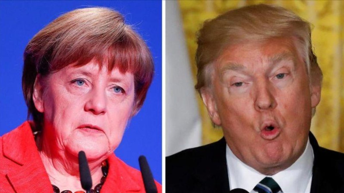 Angela Merkel y Donald Trump.-FABRIZIO BENSCH