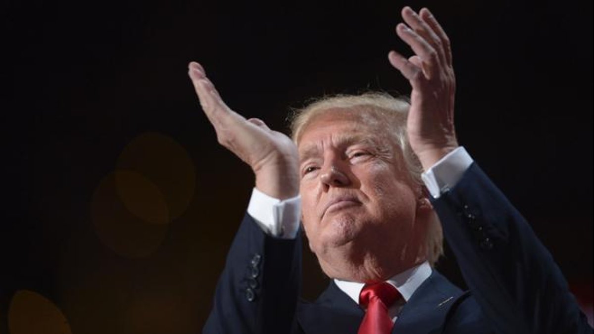 Donald Trump, durante su discurso de aceptación de la nominación republicana, en la convención de Cleveland.-