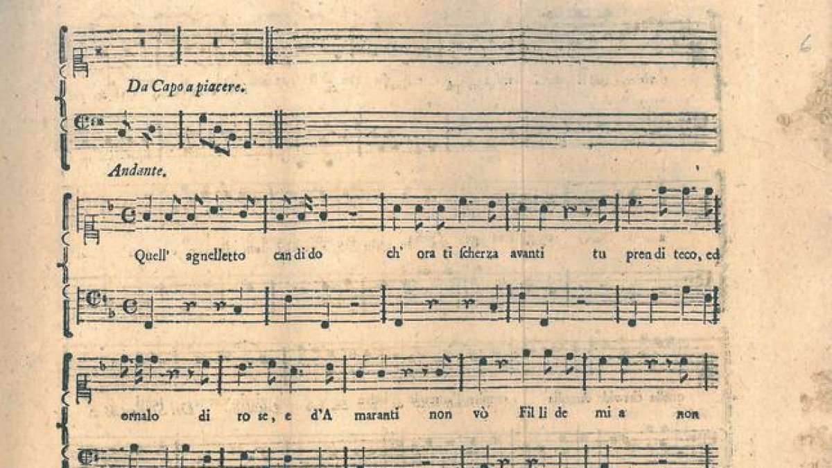 Fragmento del manuscrito de la cantata escrita por Mozart y Salieri.-