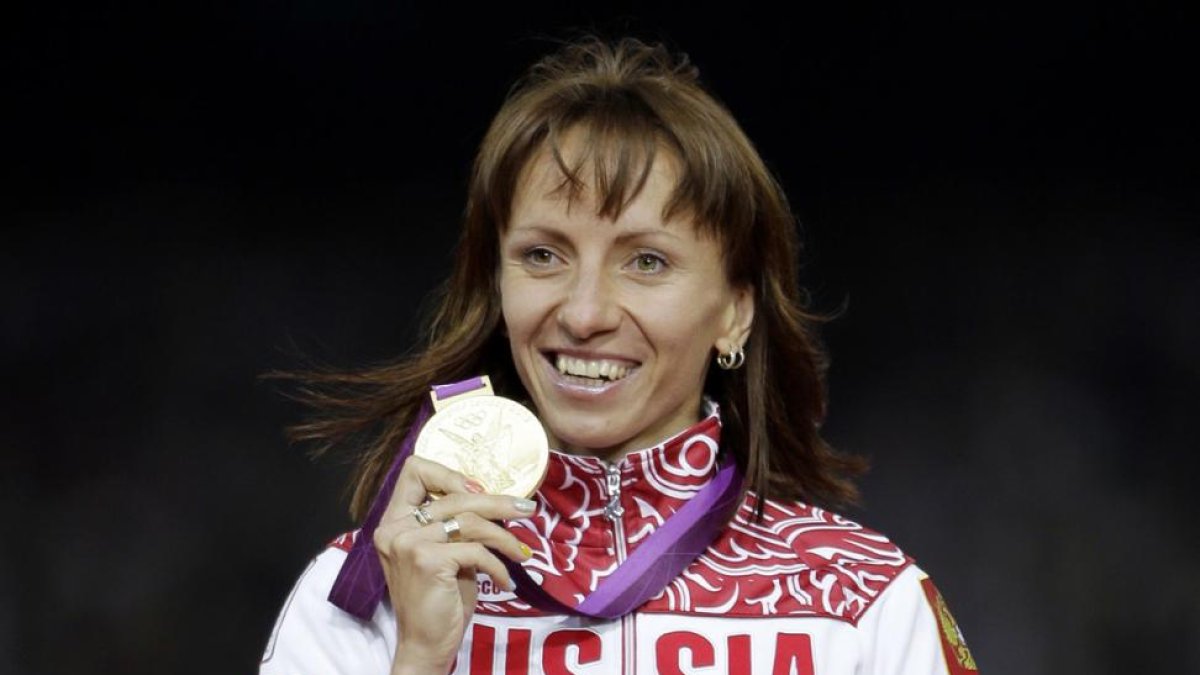 Savinova, con la medalla de oro en Londres 2012.-MATT SLOCUM