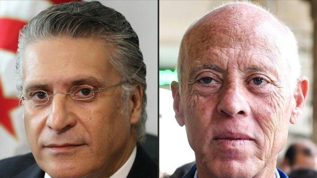 Nabil Karaoui y Kaïes Said.-AFP