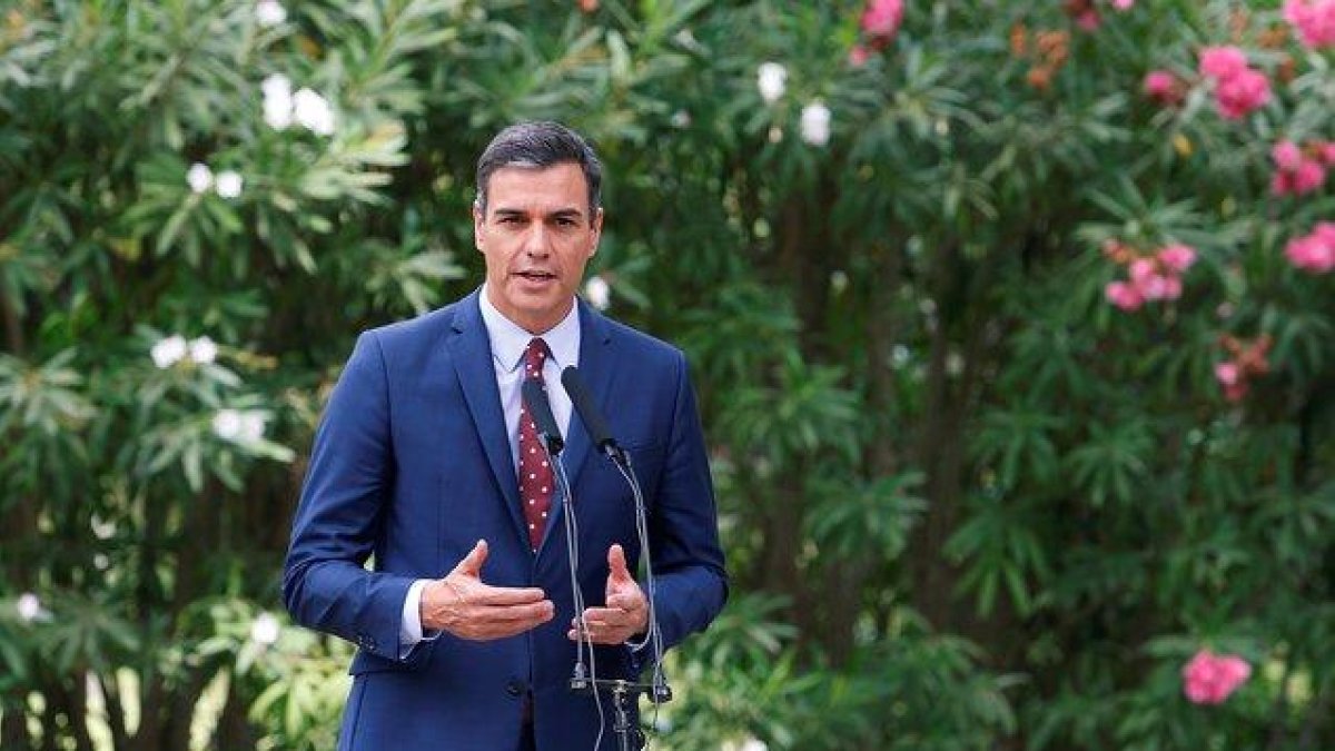 El presidente en funciones, Pedro Sánchez, a principios de mes en el Palacio de Marivent de Mallorca.-