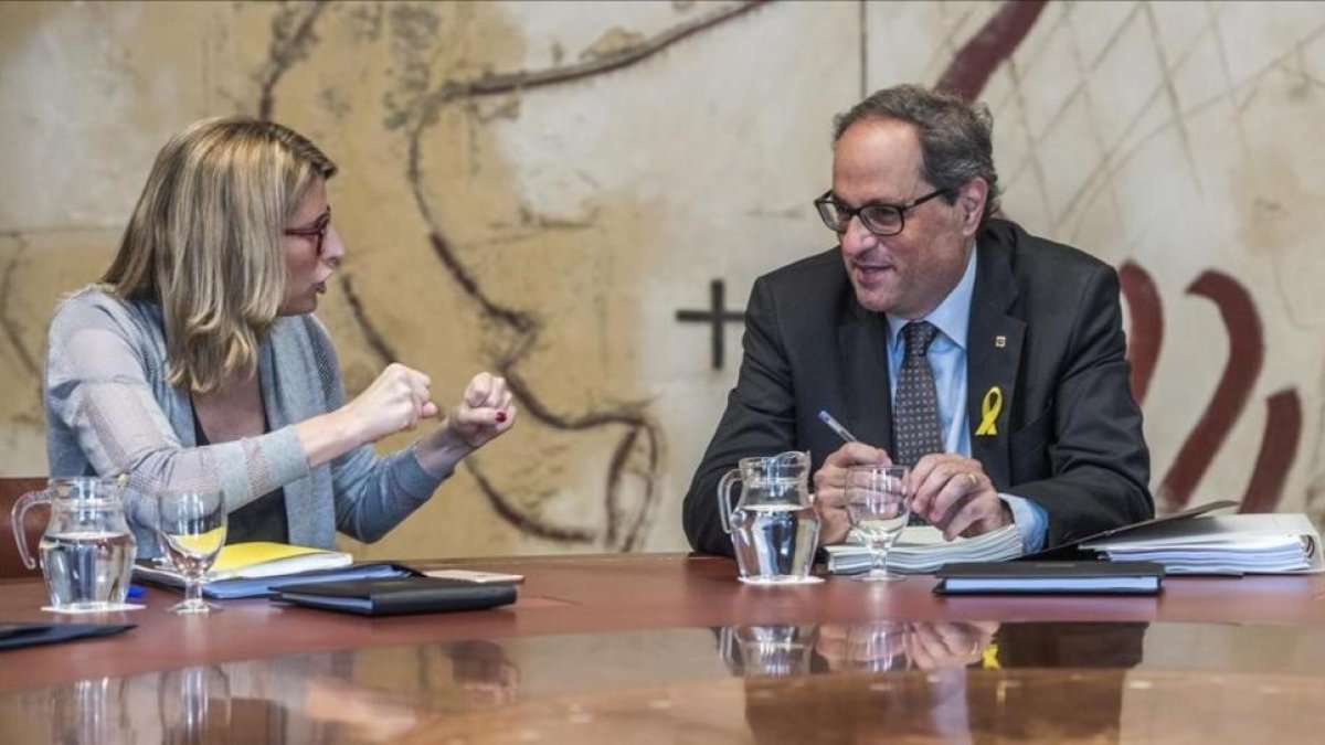 Elsa Artadi y Quim Torra, este martes-FERRAN SENDRA