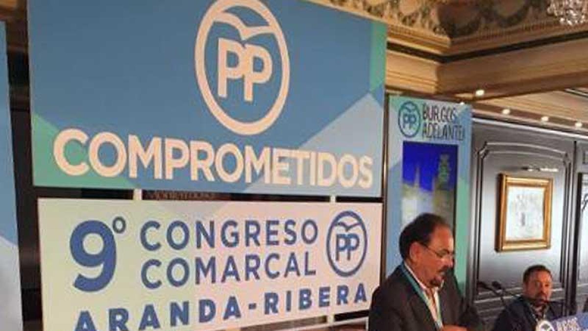 Ángel Guerra durante su intervención en el último Congreso comarcal del Partido Popular en la Ribera del Duero.