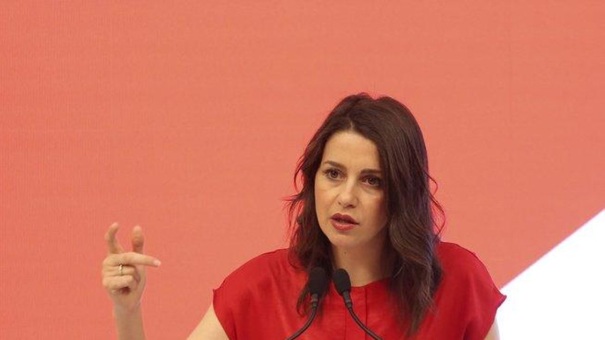 Inés Arrimadas en una rueda de prensa.-DAVID CASTRO