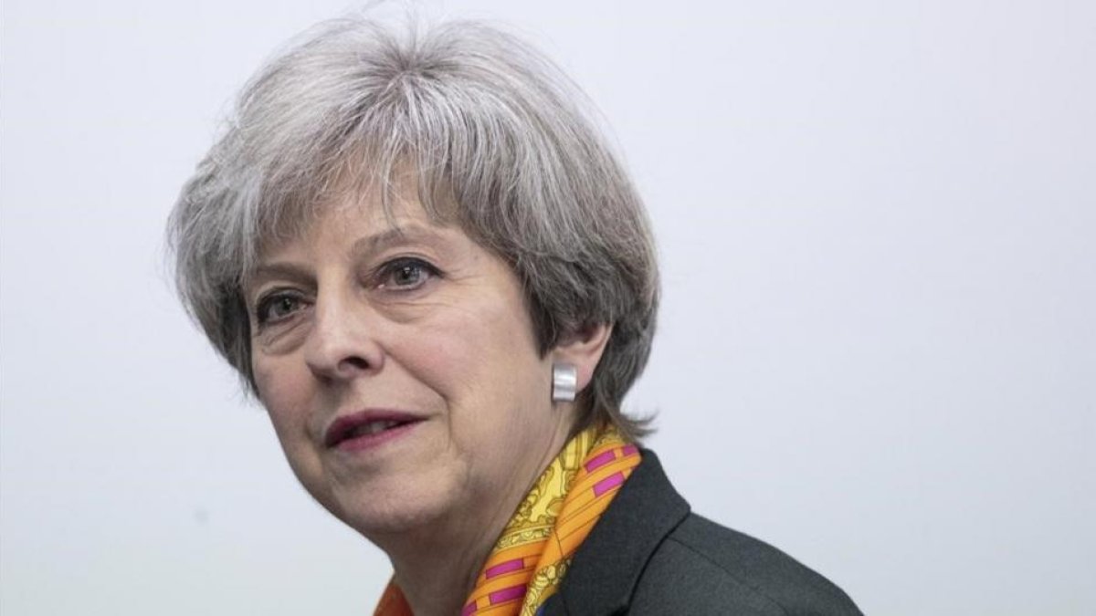 La primera ministra del Reino Unido, Theresa May, en Brentford.-Jack Taylor