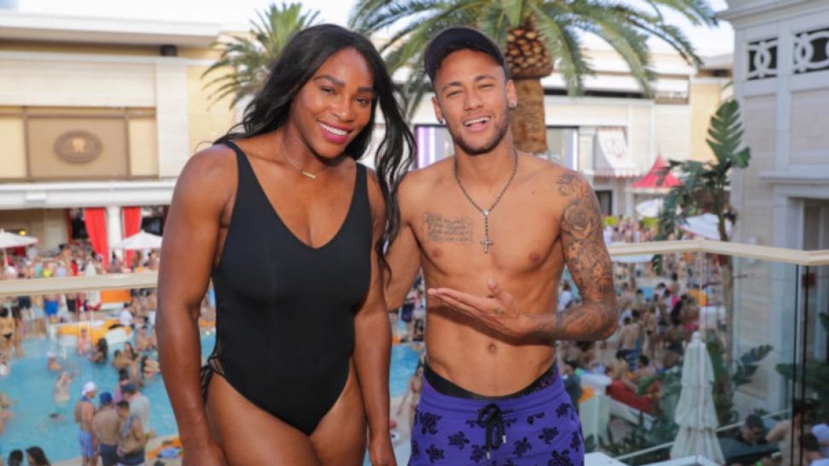 Serena Williams y Neymar en su encuentro durante las vacaciones.-