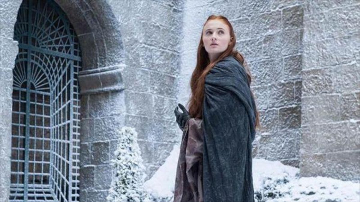 Sophie Turner, caracterizada como Sansa Stark, en un capítulo de la séptima temporada de la serie Juego de tronos.-