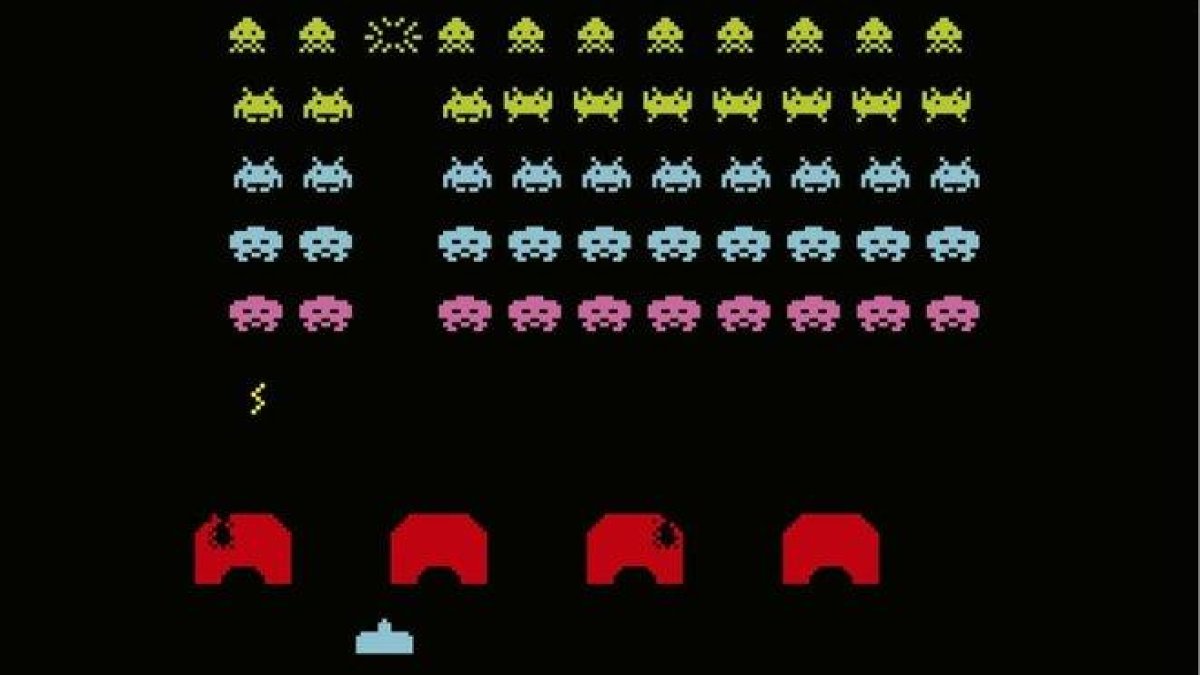 Una pantalla del pionero videojuego de ’arcade’ Space Invaders, popularmente conocido como ’los marcianitos’.-