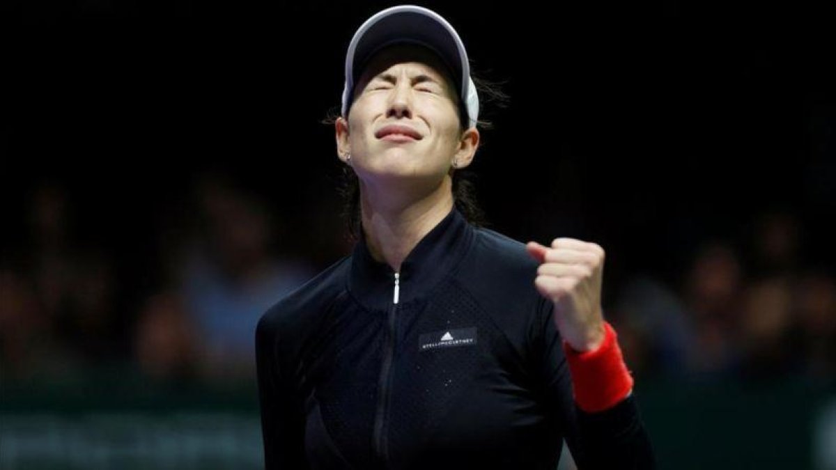 Garbiñe Muguruza celebra la victoria.-REUTERS