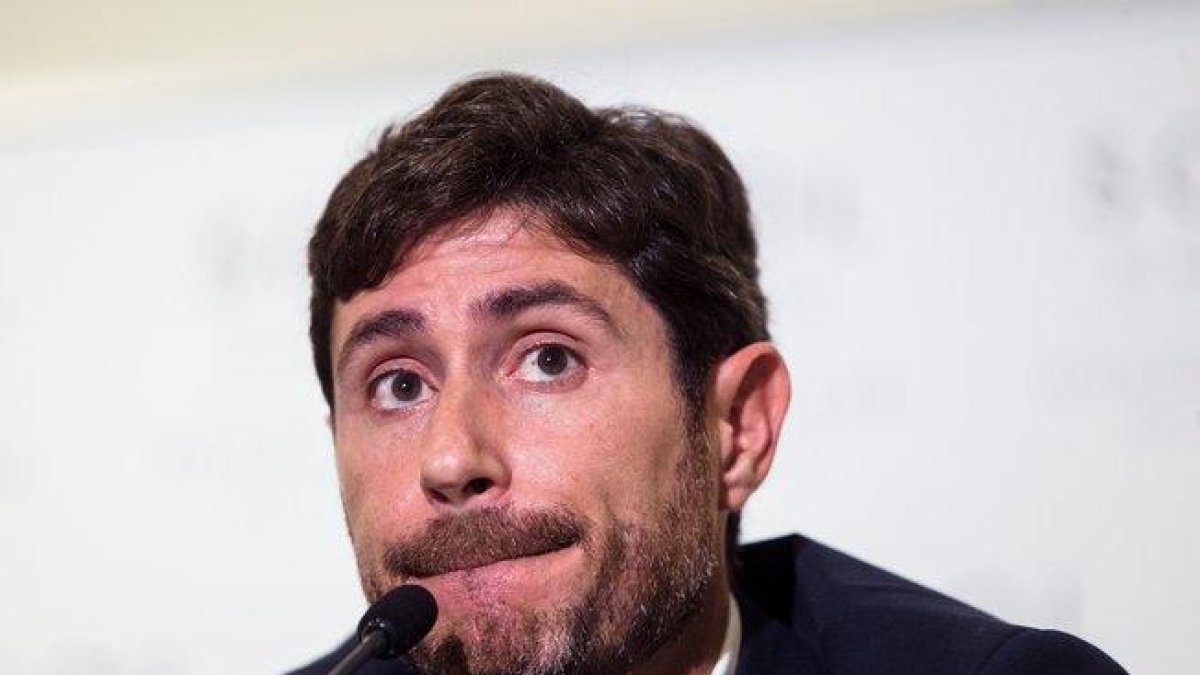 Víctor Sánchez del Amo este miércoles en rueda de prensa tras ser destituido del Málaga.-EFE