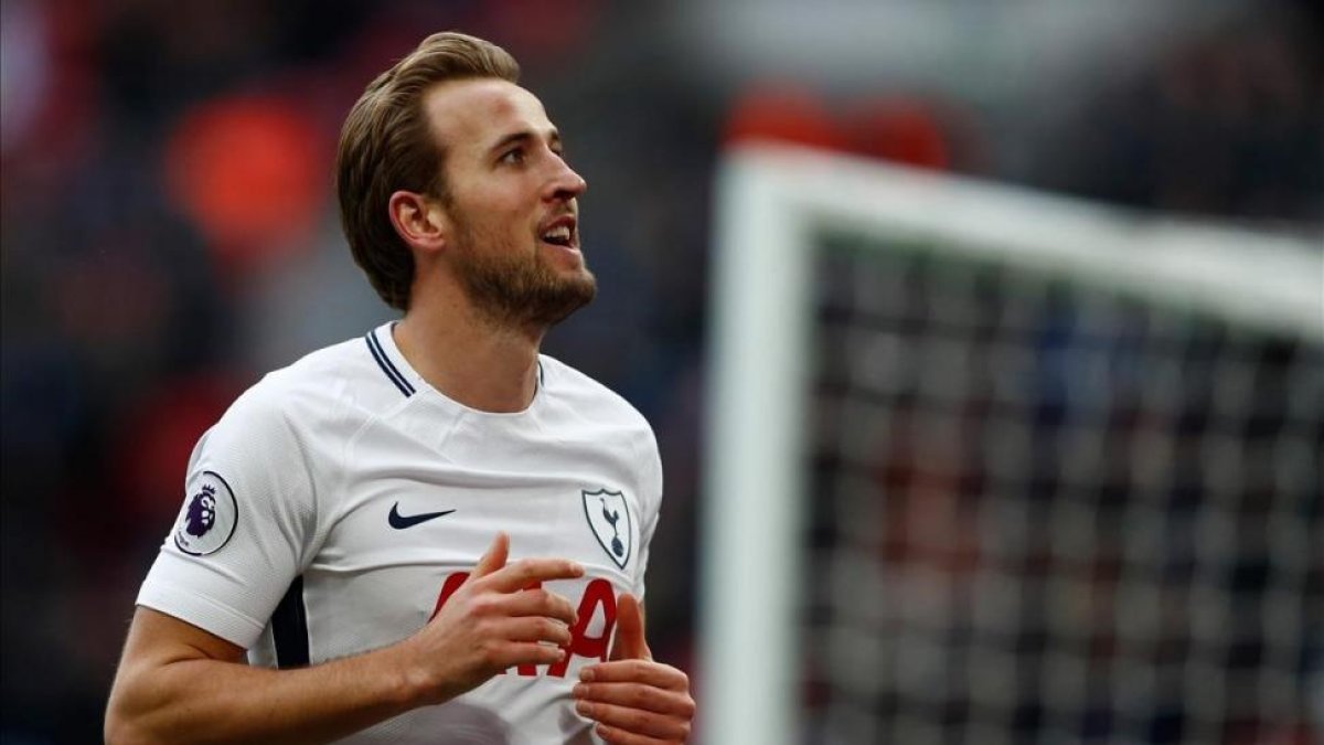 Harry Kane, durante el partido contra el Southhampton el pasado martes, en el que marcó tres goles.-/ ADRIAN DENNIS / AFP