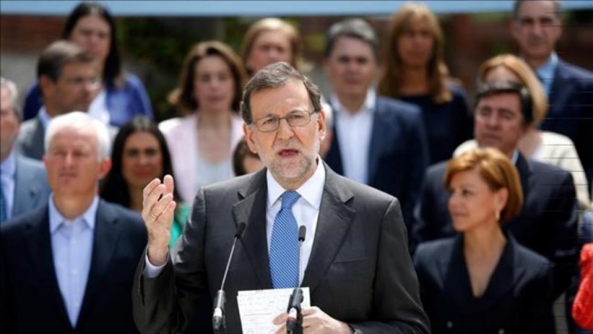 El líder del PP, Mariano Rajoy, en el acto de presentación de candidatos del partido conservador a las elecciones generales.-David Castro