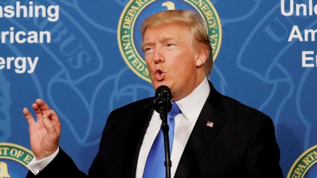 El presidente de los EEUU, Donald Trumps, durante un acto en Washington-EL PERIÓDICO