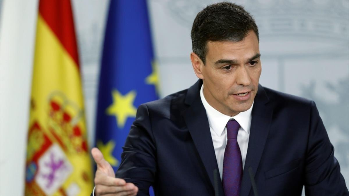 Pedro Sánchez, durante la rueda de prensa que ha ofrecido tras el Consejo de Ministros.-EMILIO NARANJO