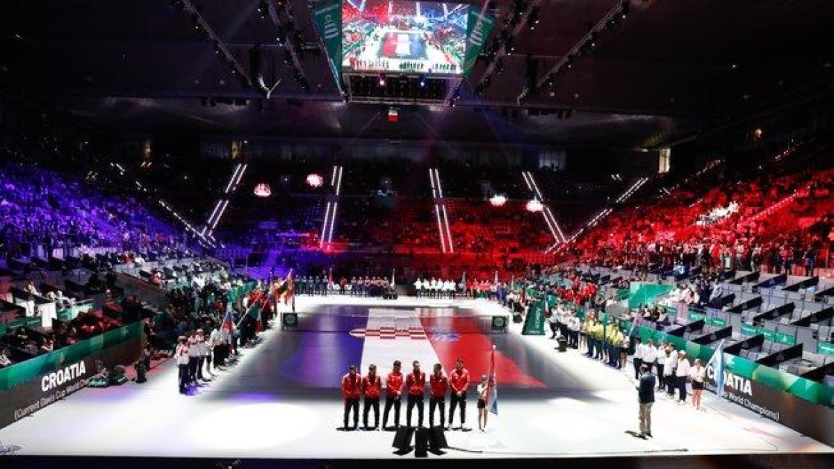 Desfile de los equipos en la inauguración de la Copa Davis en Madrid.-EUROPA PRESS