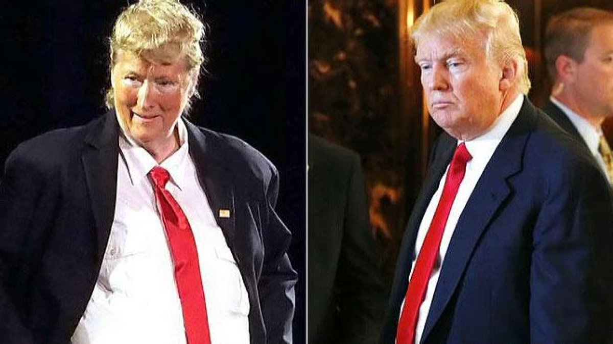 Meryl Streep se mete en la piel de Donald Trump. La actriz parodia al millonario y candidato republicano en un teatro de Nueva York.-