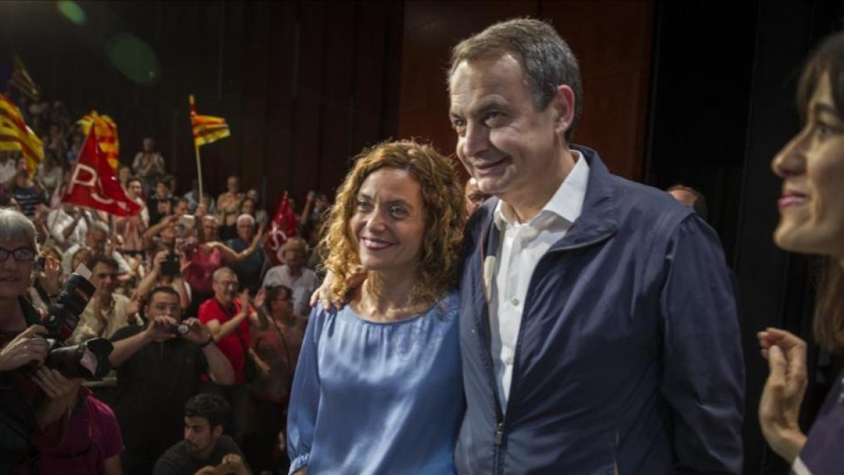 José Luis Rodríguez Zapatero, el pasado miércoles junto a Meritxell Batet.-CARLOS MONTANYES