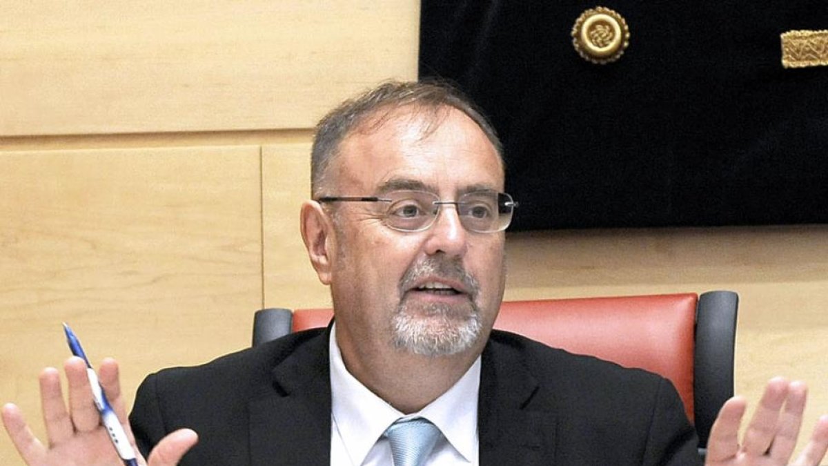 El consejero de Educación, Fernando Rey, durante la comparecencia de ayer.-ICAL