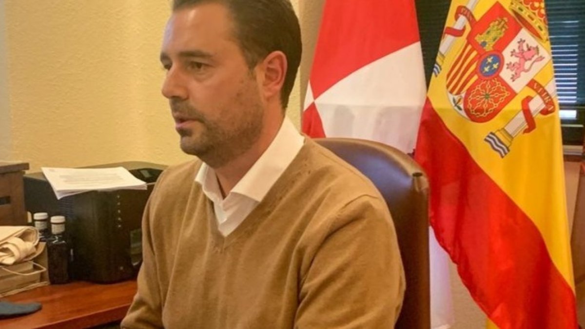 Daniel de la Rosa, ayer en plena videoconferencia. ECB