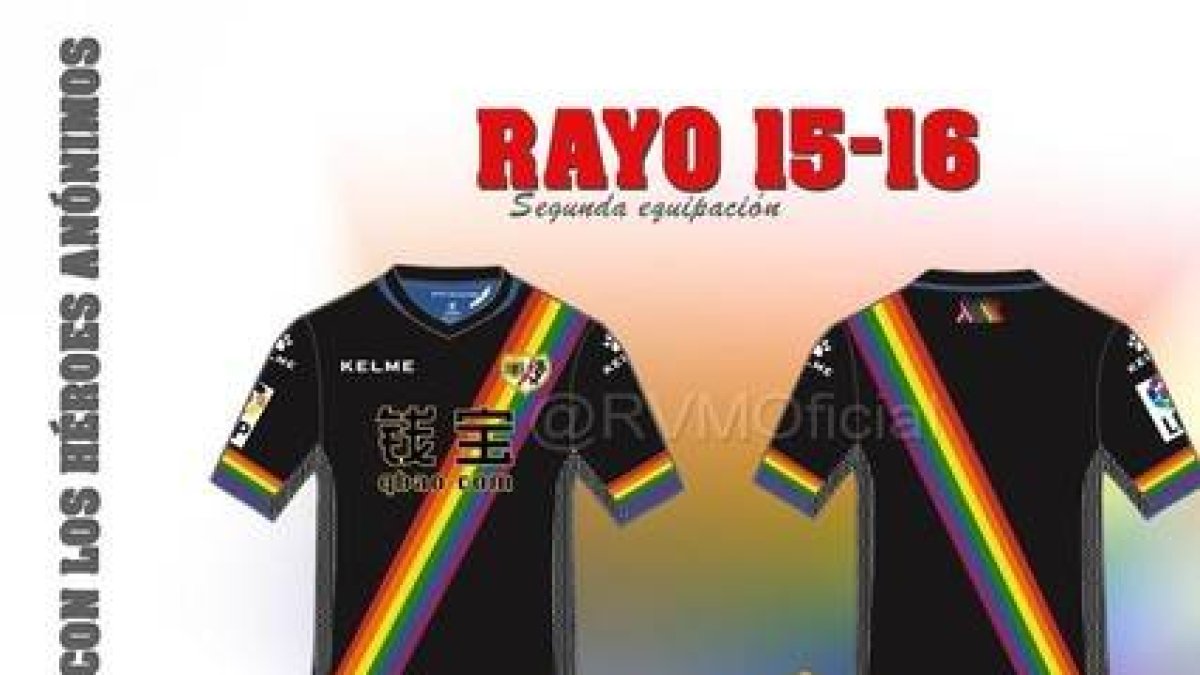 Las tres equipaciones del Rayo Vallecano para la temporada 2015-2016.-Foto:@RVMOFICIAL