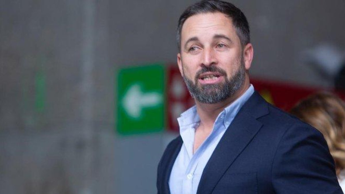 El presidente de Vox, Santiago Abascal, este lunes tras el debate electoral.-RICARDO RUBIO/ EUROPA PRESS