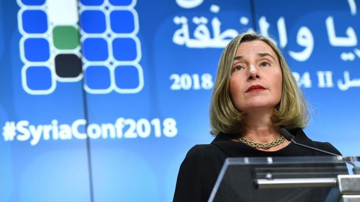 Mogherini, en la cumbre de donantes para Siria de Bruselas.-/ AFP / EMMANUEL DUNAND