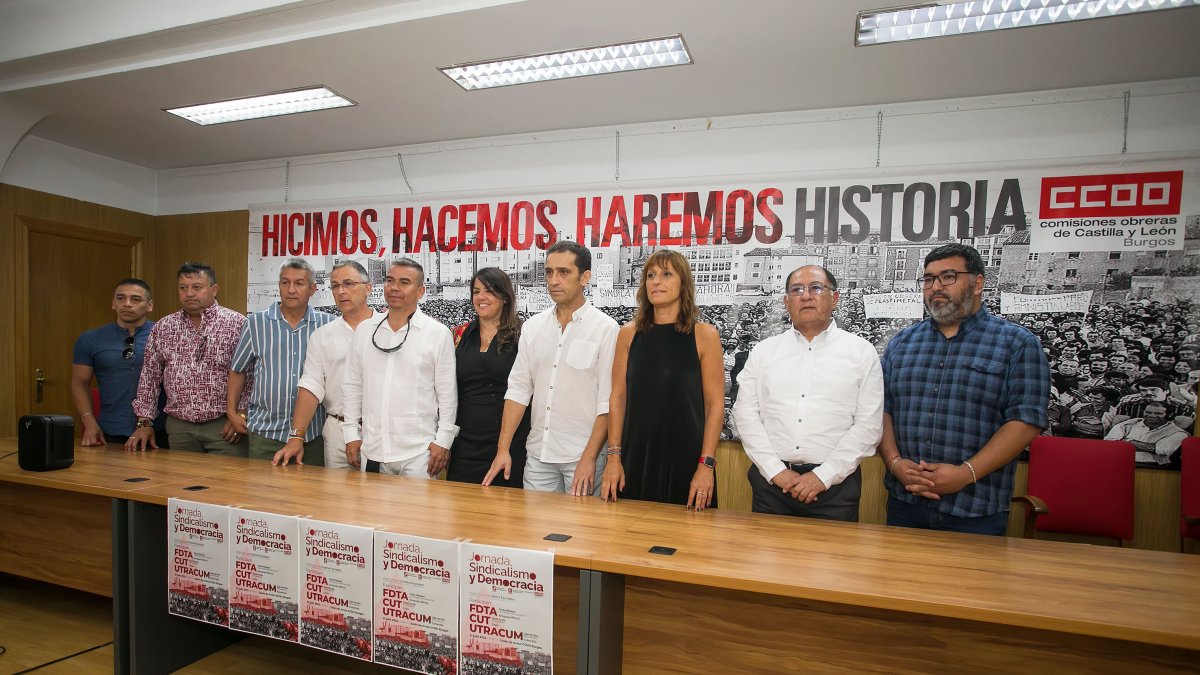 CCOO conmemoró los 46 años de su asamblea constituyente en Burgos dando voz a los líderes sindicales de Perú, Colombia y Chile. TOMÁS ALONSO