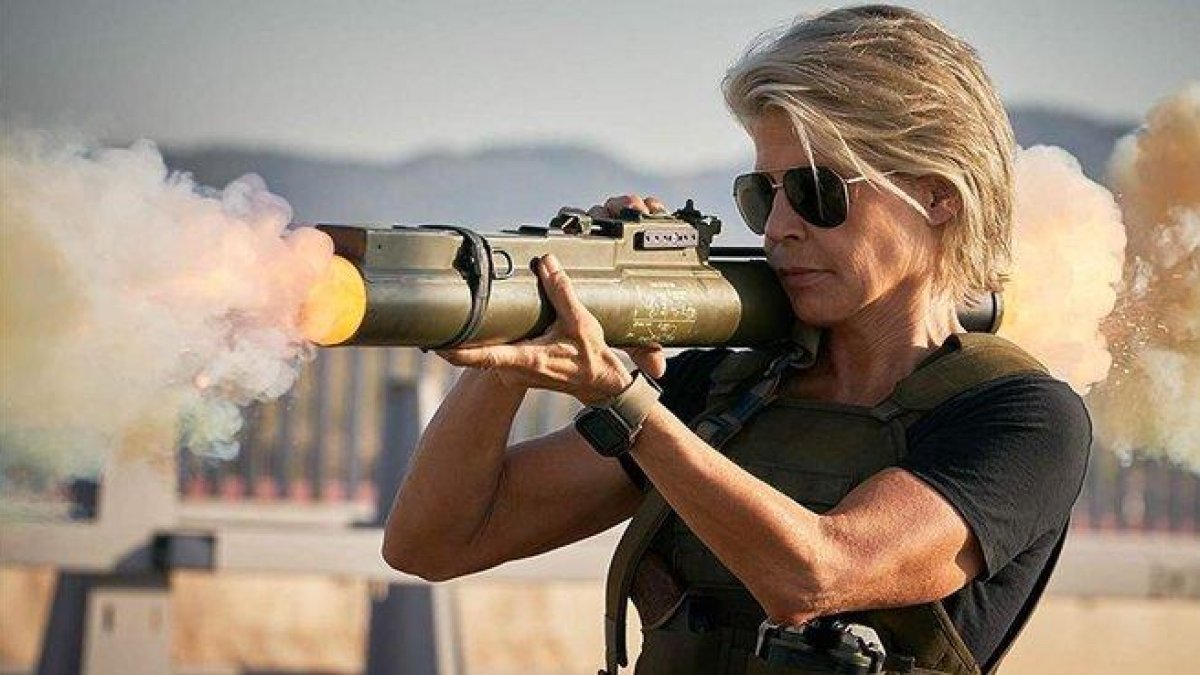 Linda Hamilton, como Sarah Connor.-