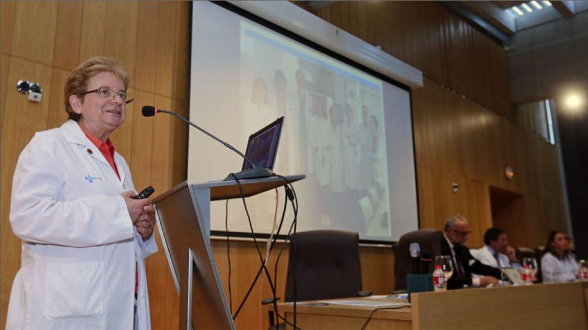 MarÍa José Coma, jefa de investigación del hospital de Burgos, durante la presentación de la memoria.-RAÚL G. OCHOA