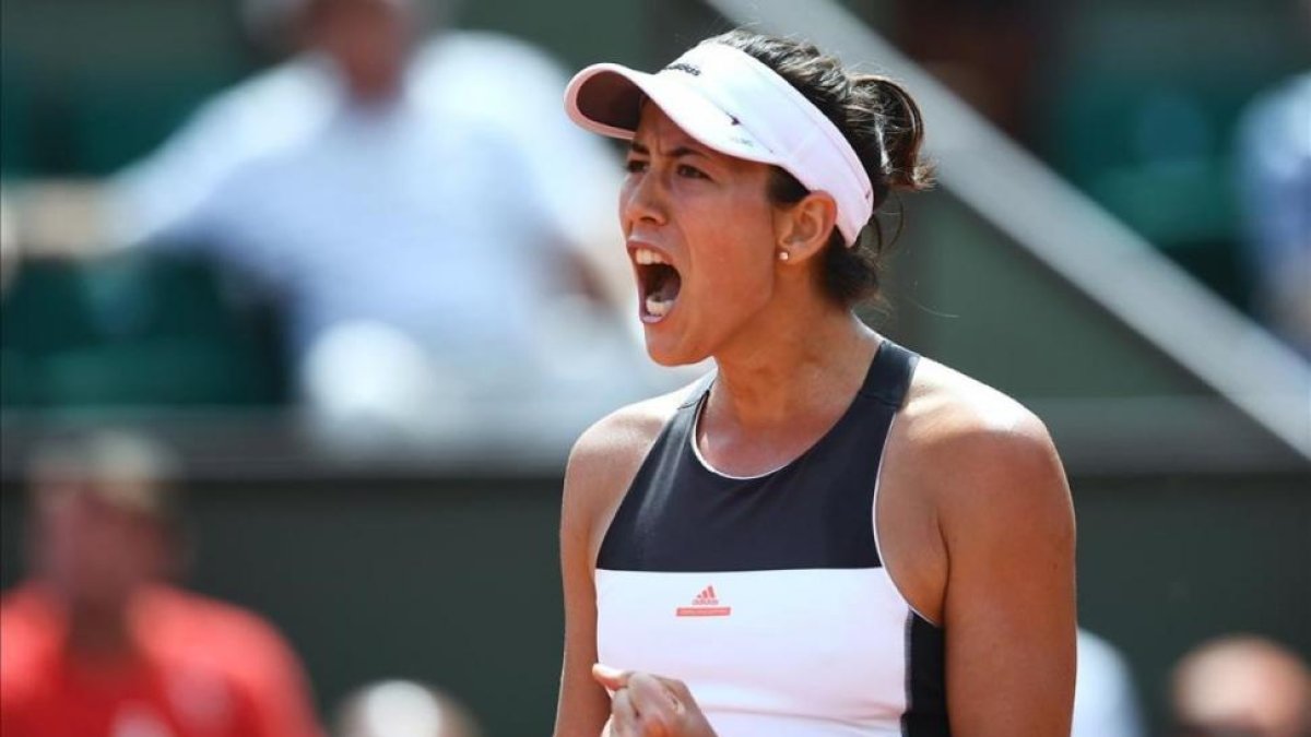 Muguruza celebra la victoria en Roland Garros.-AFP