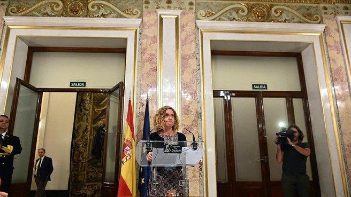 La presidenta del Congreso, Meritxell Batet, esta tarde en el Congreso de los Diputados.-EFE / FERNANDO VILLAR