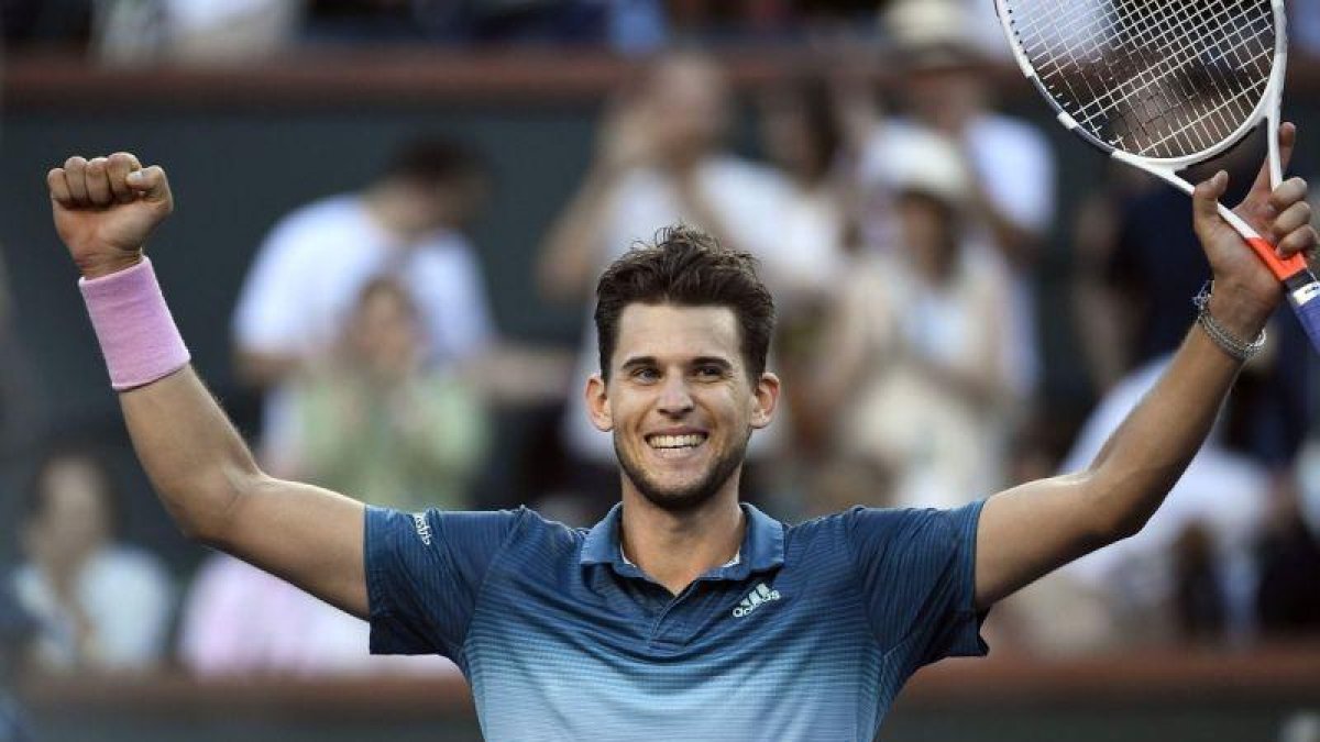 Dominic Thiem celebra su victoria ante Federer.-GETTY IMAGES NORTH AMERICA
