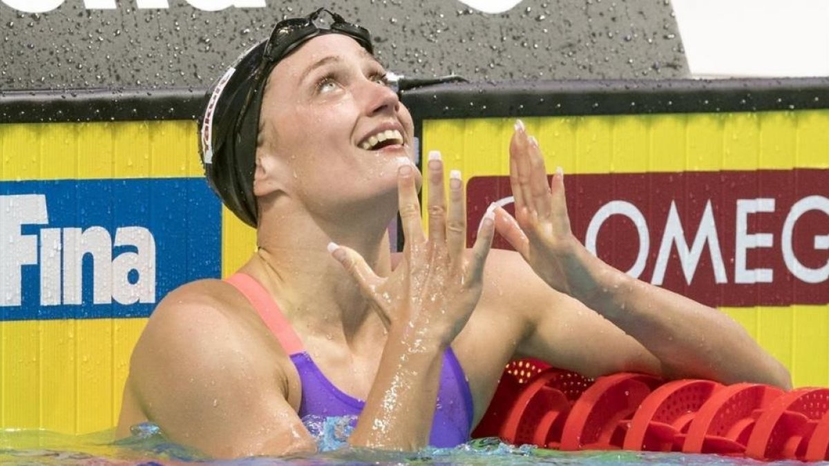 Mireia Belmonte celebra una victoria.-EFE / PATRICK B. KRAEMER