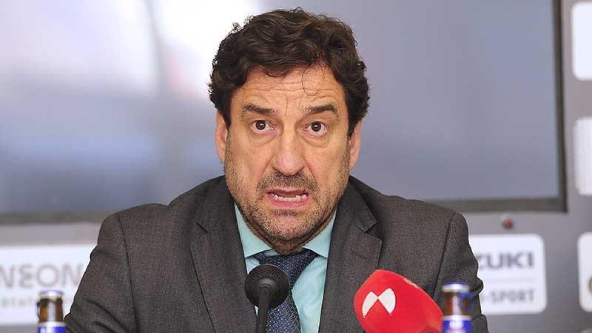 Jesús Martínez durante una comparecencia pública en la sala de prensa de El Plantío.-ISRAEL L. MURILLO