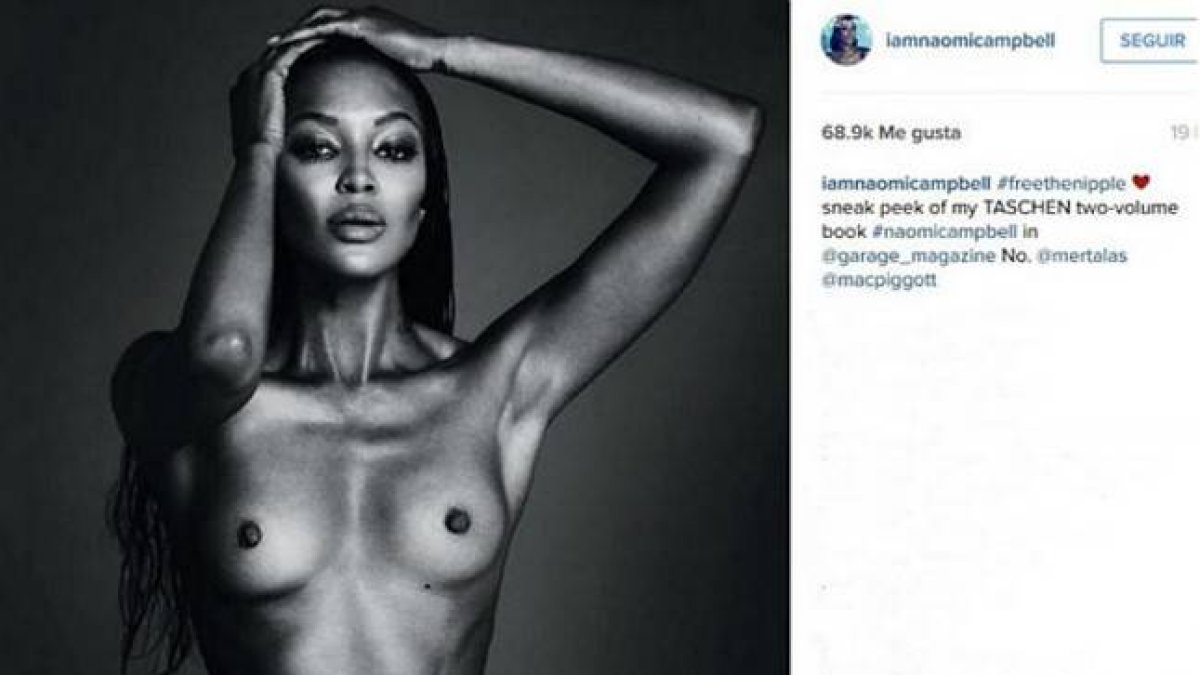 Captura de la cuenta de Instagram de la modelo Naomi Campbell, donde se ve la foto que ya ha sido retirada.-INSTAGRAM