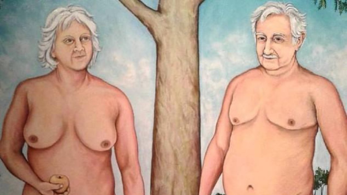 La pintura de Mújica y su esposa desnudos.-