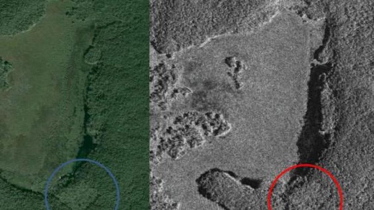 Imágenes de Google Earth sobre la posible ciudad maya.-CANADIAN SPACE AGENCY