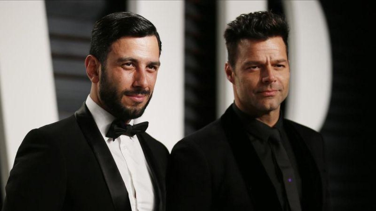Ricky Martin junto a su prometido, Jwan Yosef.-DANNY MOLOSHOK