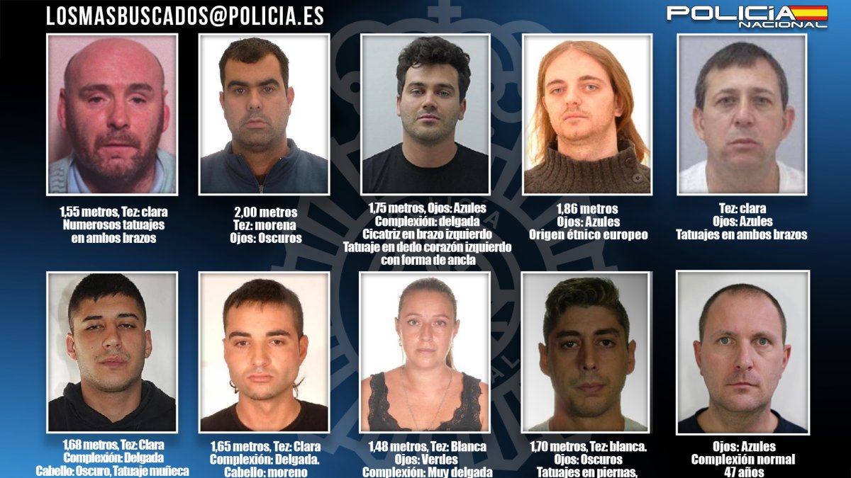 Imagen de los fugitivos más buscados hoy en España