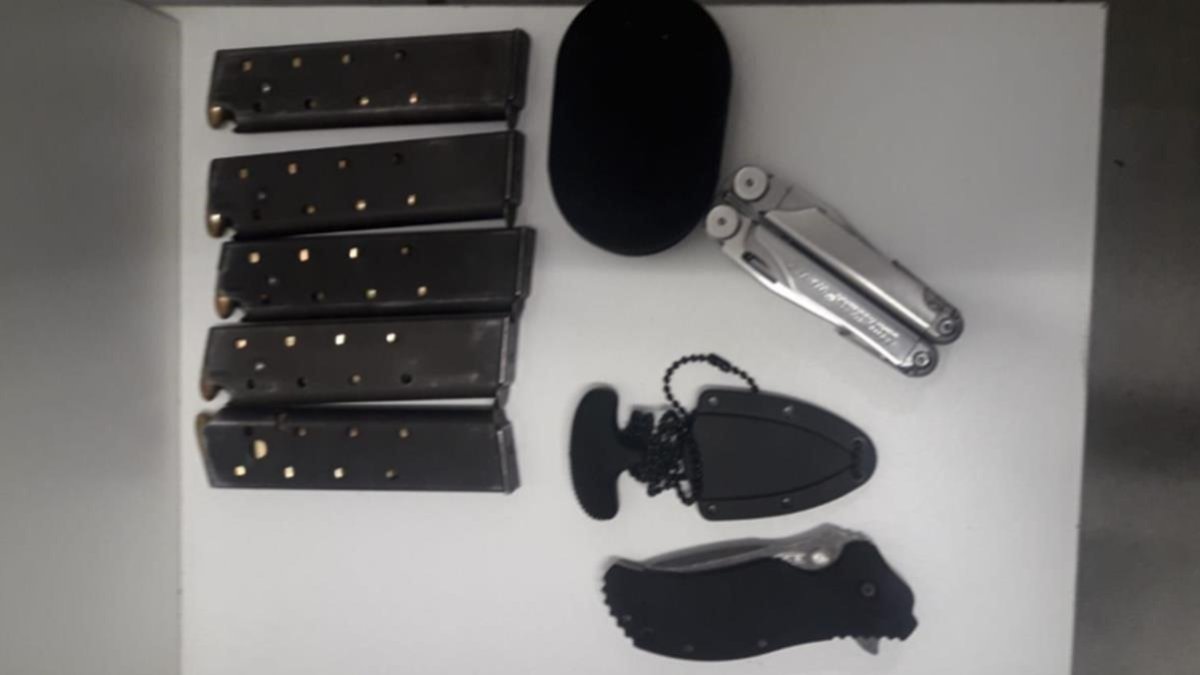 Munición hallada en la mochila del militar francés detenido en la Sagrada Família.-