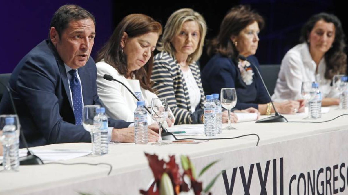 El consejero de Sanidad junto a los organizadores del congreso que se celebra en el Fórum durante su inauguración.-RAÚL G. OCHOA