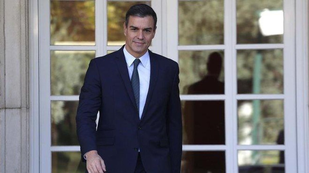 Pedro Sánchez, este jueves en la Moncloa.-DAVID CASTRO