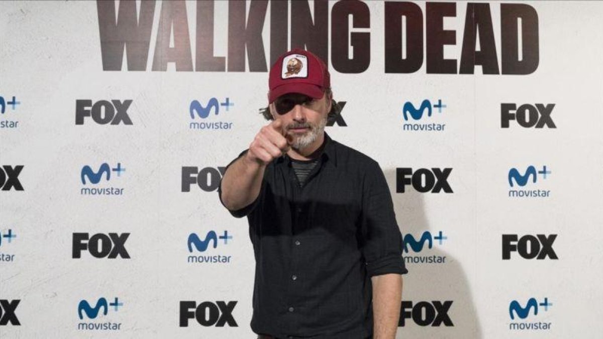 Andrew Lincoln, actor que encarna al personaje de Rick Grimes en la serie de la Fox 'The walking dead', en la presentación en Madrid de la conocida producción de terror.-Rafael Navarro