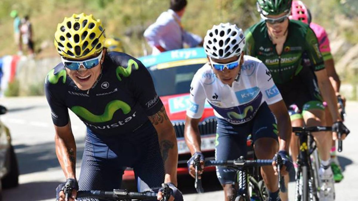 Winner Anacona ‘tira’ de Nairo Quintana en una de las etapas de los Alpes del pasado Tour de Francia-ECB