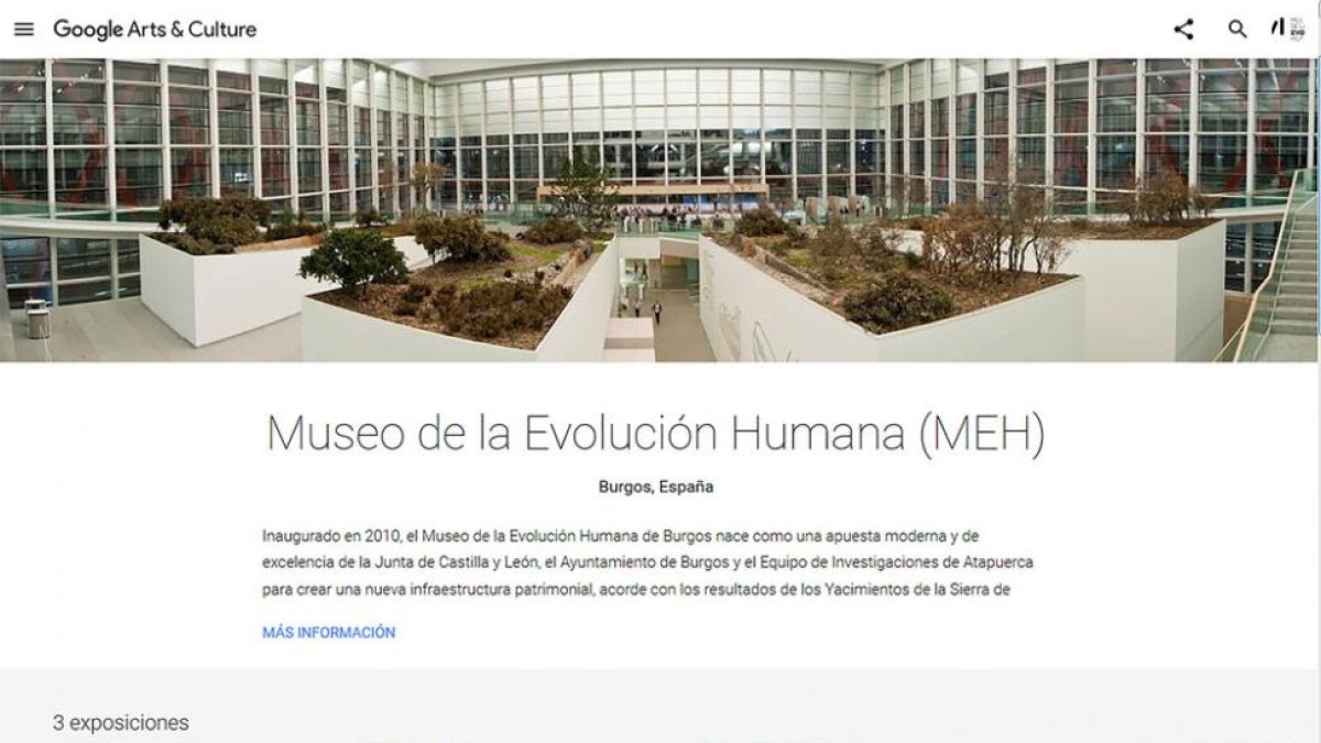 Imagen del nuevo sitio web de Google en el que se pueden ver los contenidos expositivos del MEH.-ECB