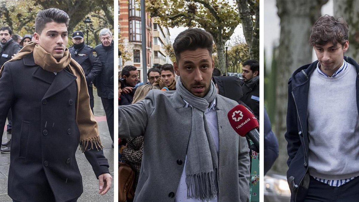 Raúl Calvo, Víctor Rodríguez y Carlos Cuadrado, a su lllegada a la Audiencia.-SANTI OTERO